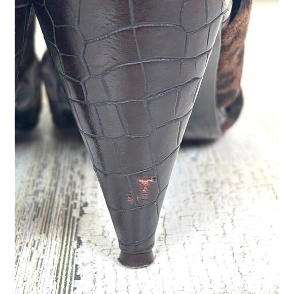 Donald J Pliner Women’s 7 Cheetah Print Leather Shimmer Slingback Peep Toe Heels - Picture 10 of 10